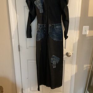 Denim jumpsuit with light denim Accent